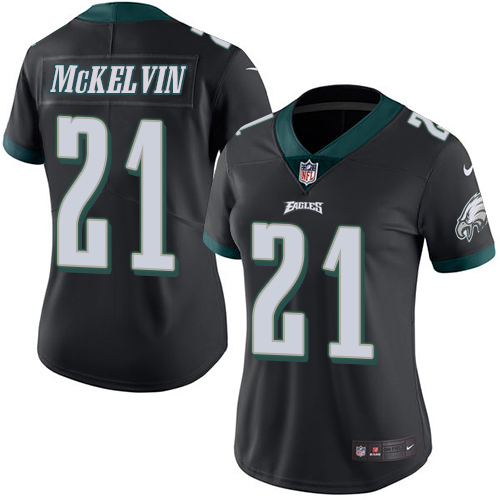 Women's Limited Leodis McKelvin Nike Jersey Black - #21 Rush NFL Philadelphia Eagles